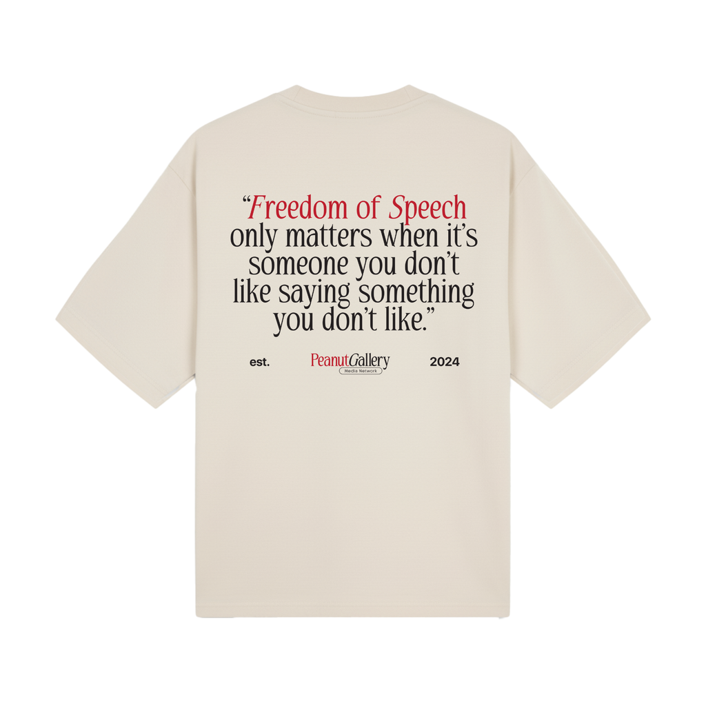 PGMN "Free Speech Club" Quote Shirt - Boxy in Oat