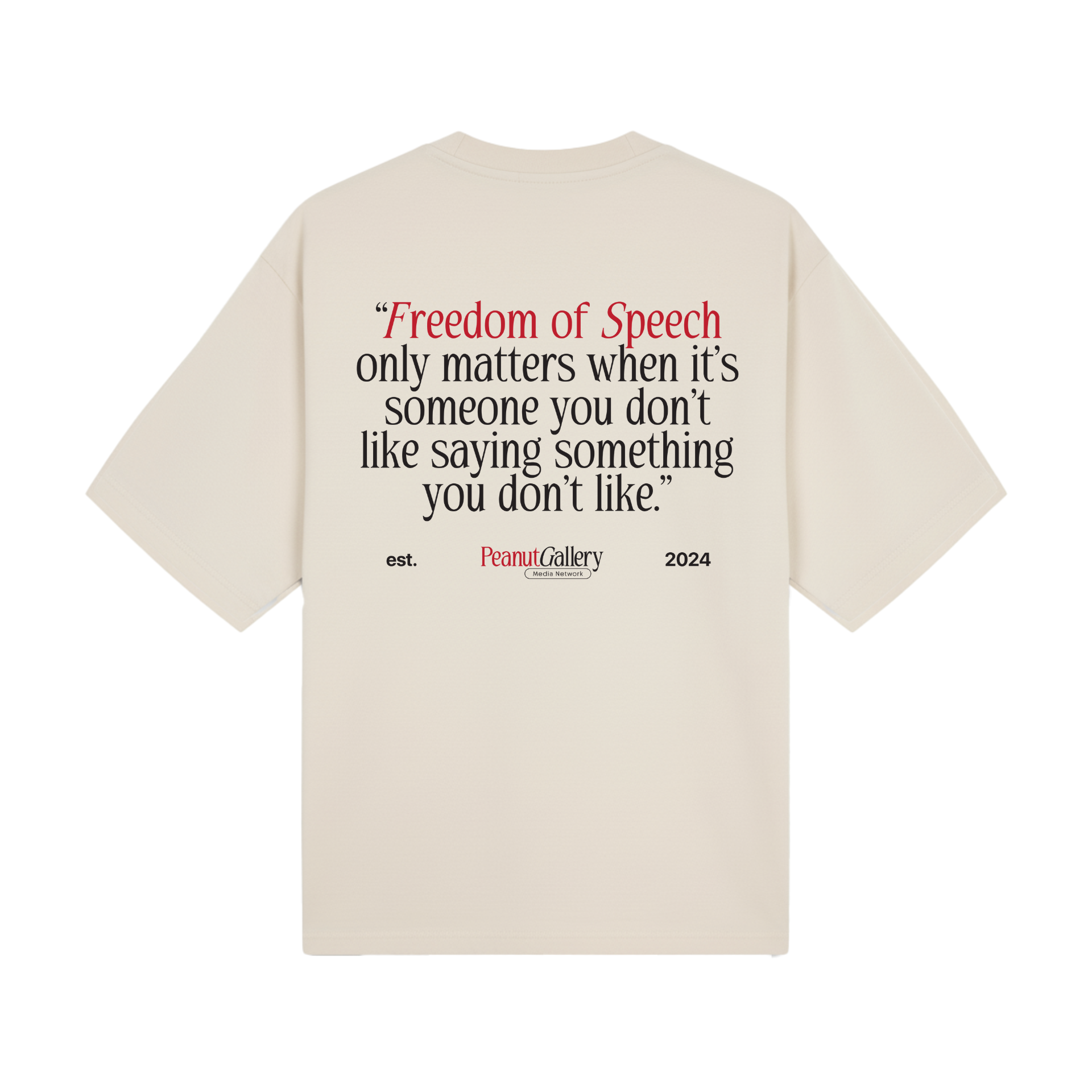 PGMN "Free Speech Club" Quote Shirt - Boxy in Oat