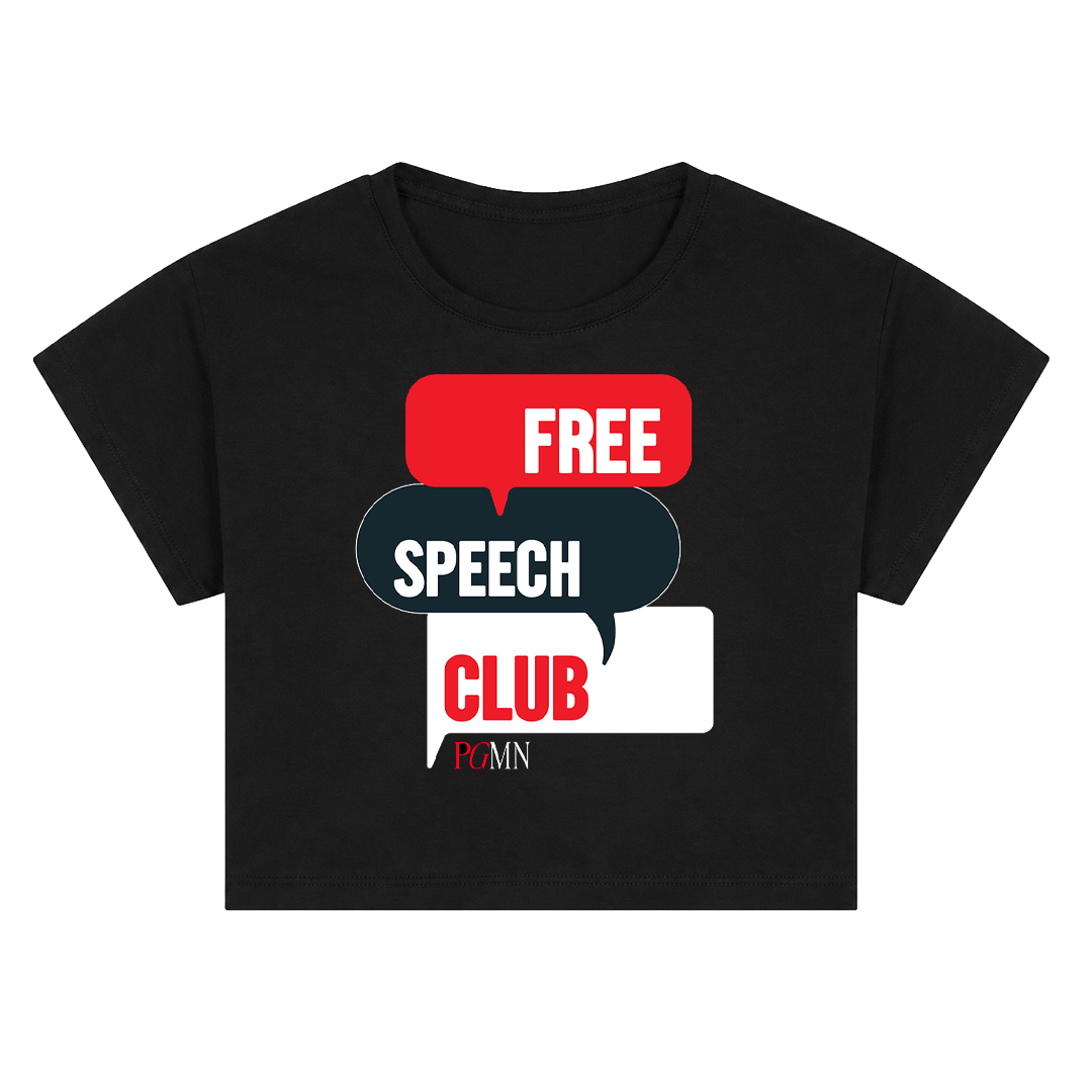 Free Speech Club Bubble Crop Top (Black or White)